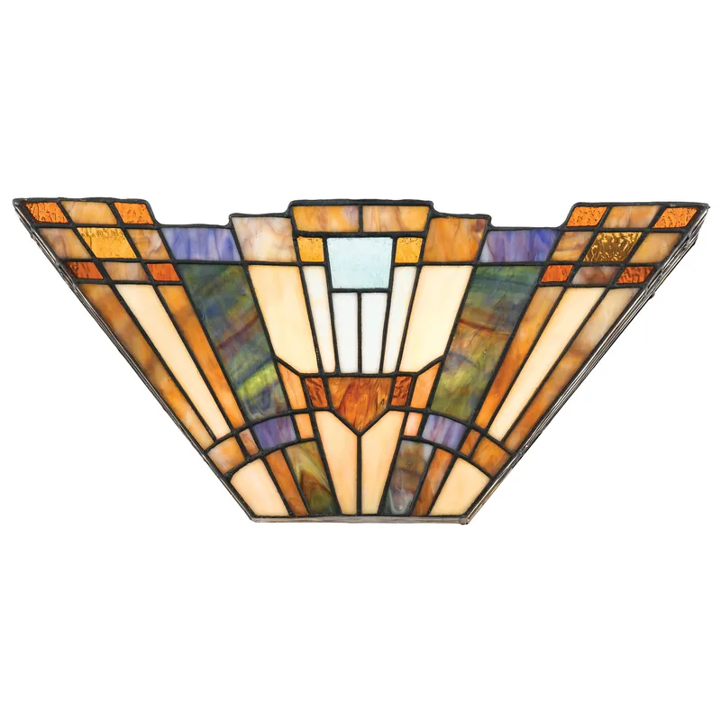 Applique da parete in metallo con paralume in vetro tiffany a 2 luci - 60W - IP20 Prezzo Basso
