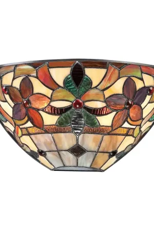Applique in stile classico in metallo e diffusore in vetro tiffany 2 luci - 60W - IP20 Subito Disponibile
