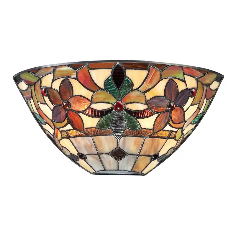 Applique in stile classico in metallo e diffusore in vetro tiffany 2 luci - 60W - IP20 Subito Disponibile