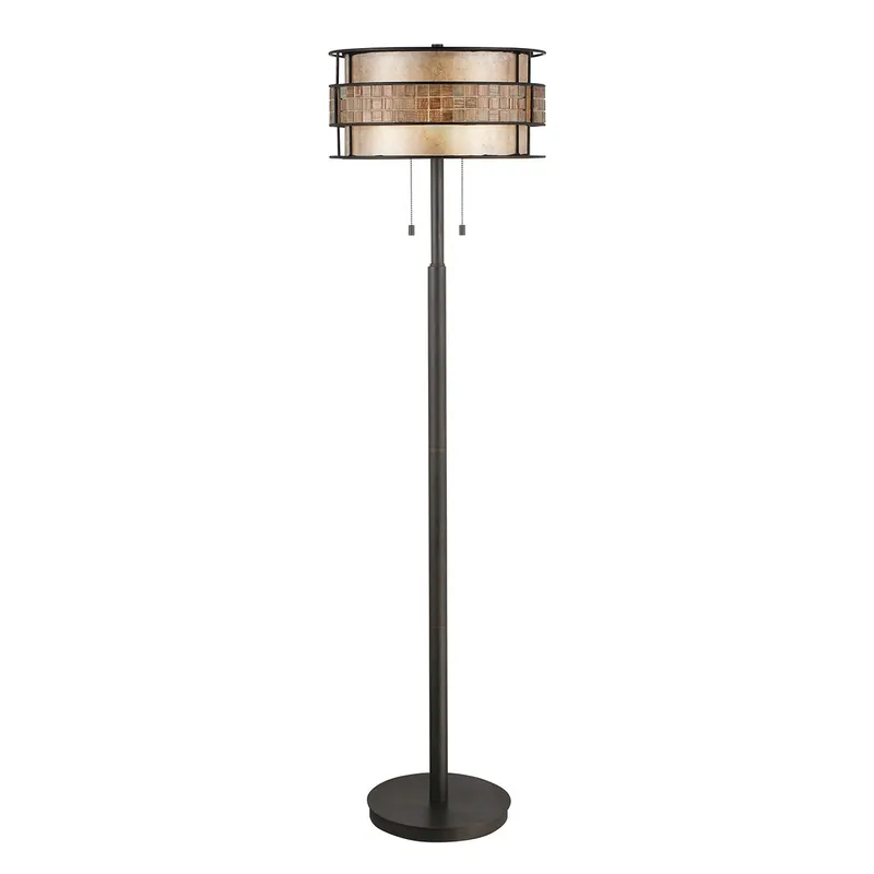 Lampada piantana con struttura in metallo rotonda diffusore in vetro a 2 luci - 60W - IP20 Esclusivo