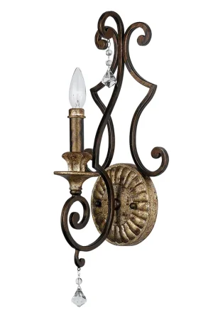 Applique da parete classica in acciaio con dettagli in cristallo e 1 diffusore - 60W - IP20 Professionale