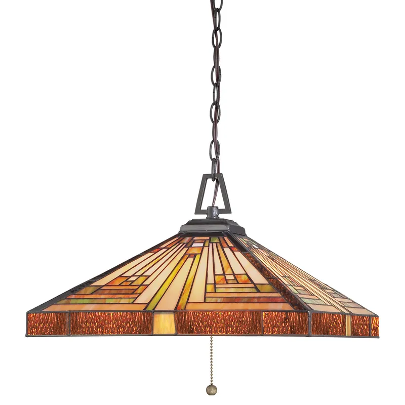 Vendita Finale Lampadario classico in metallo con diffusore in vetro tiffany a 3 luci - 60W - IP20