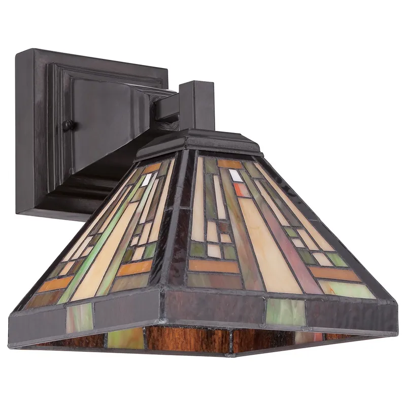 Applique da parete classica in metallo con diffusore piccolo in vetro tiffany - 100W - IP20 Subito Disponibile
