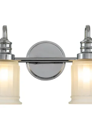 Applique LED moderna per bagno in acciaio con 2 diffusori in vetro - 3W - IP44 Offerta Speciale