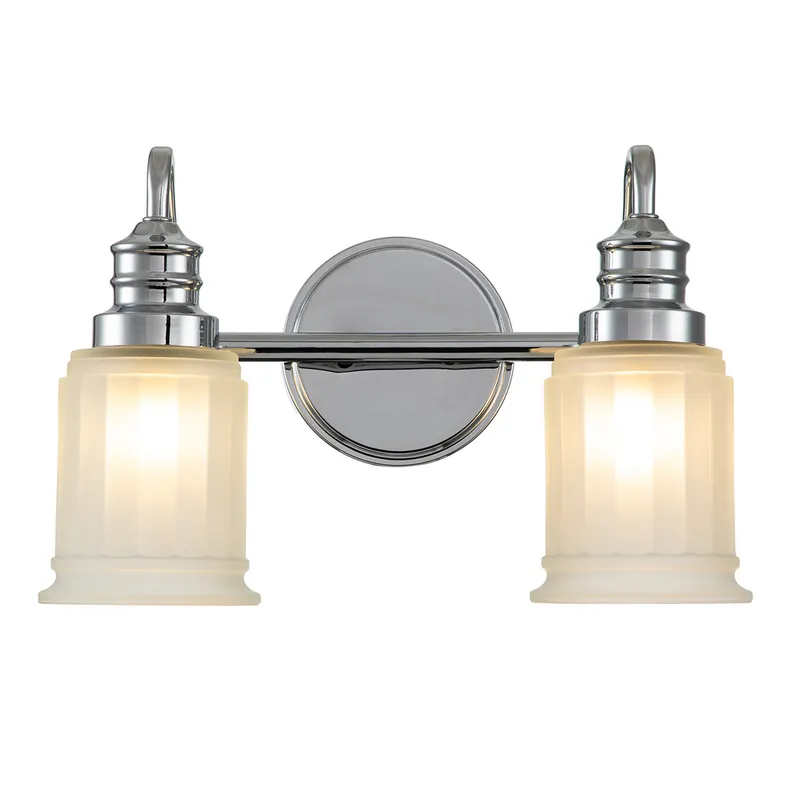 Applique LED moderna per bagno in acciaio con 2 diffusori in vetro - 3W - IP44 Offerta Speciale
