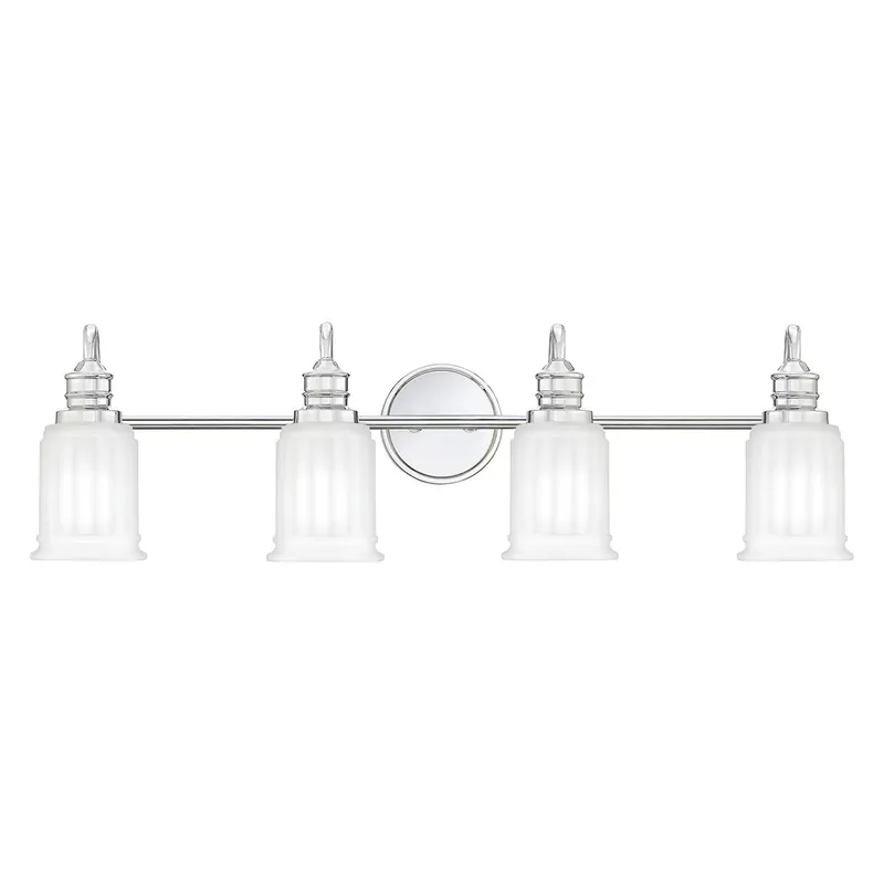 Applique LED moderna per bagno in acciaio con 4 diffusori in vetro - 3W - IP44 Economico