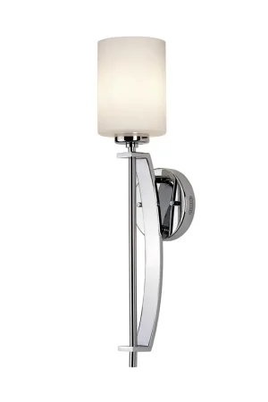 Applique LED da parete grande in acciaio e diffusore in vetro opalino a 1 luce - 3W - IP44 Novità
