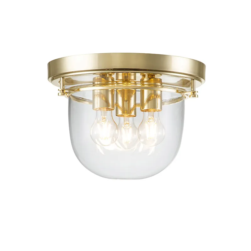 Plafoniera grande per bagno con struttura in acciaio e campana in vetro a 3 luci - 40W - IP44 Spedito Oggi
