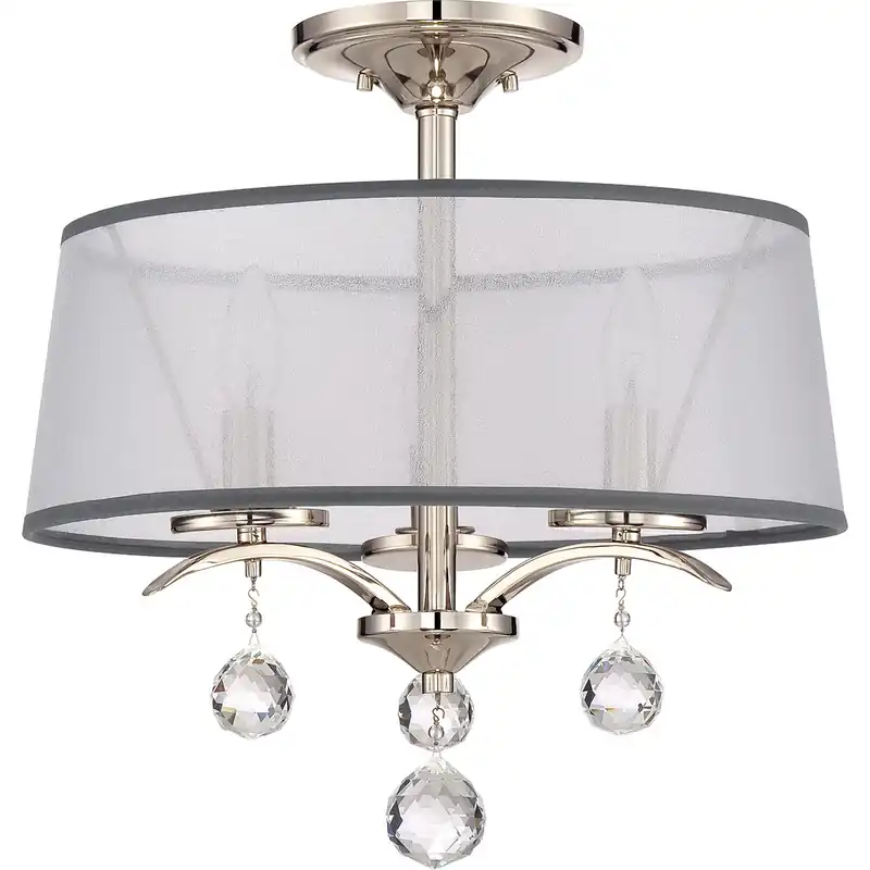 Lampadario in metallo con paralume in organza largo con 3 luci - 40W - IP20 Offerta