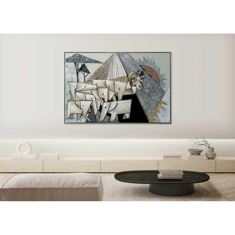 Ultima Occasione Quadro figurativo contemporaneo con cornice dipinto a mano "Sunrise" 120x80