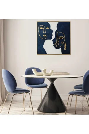Quadro figurativo contemporaneo con cornice dipinto a mano "Whisper" 80x80 Spedizione Espresso