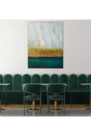 Acquista Ora Quadro astratto contemporaneo con cornice dipinto a mano "The line" 90x120