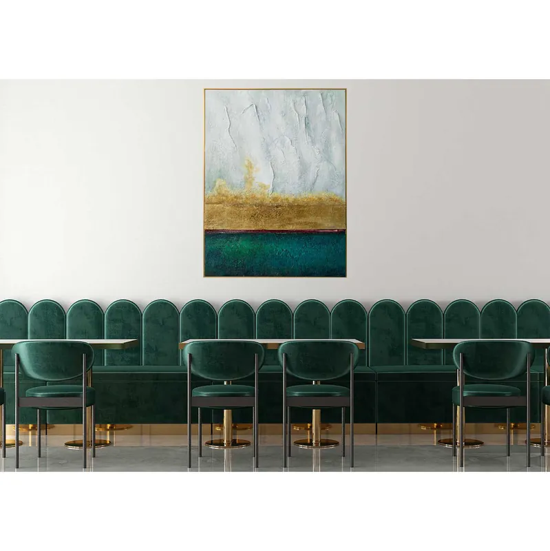 Acquista Ora Quadro astratto contemporaneo con cornice dipinto a mano "The line" 90x120