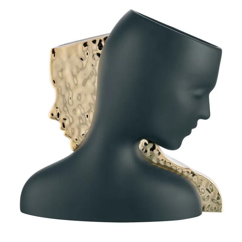 Prezzo Conveniente Vaso piccolo in marmorino dal design moderno con raffigurati due visi