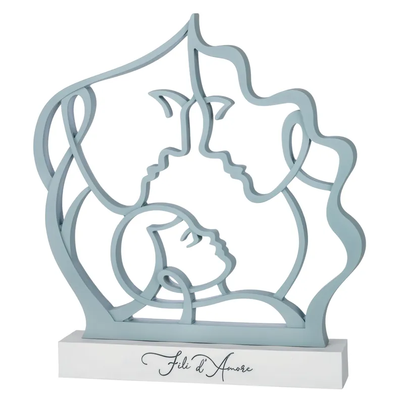 Scultura da tavolo piccola in marmorino con la sacra famiglia Popolare