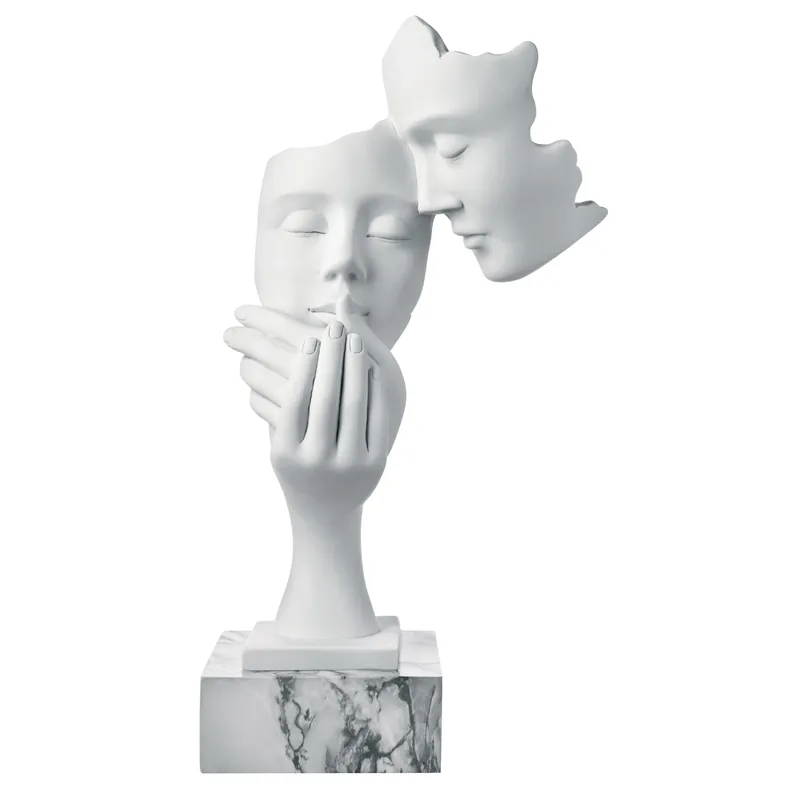 Direttamente Dal Produttore Scultura da tavolo moderna con visi di innamorati con base colorata