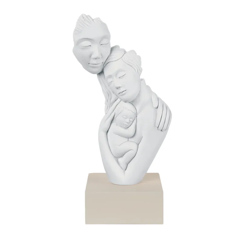 Scultura da tavolo in marmorino dal design moderno con abbraccio famiglia Compra Oggi Stesso