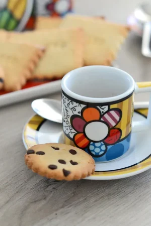Scelto Dai Clienti Set 2 tazze da caffè con piattino con decorazione fatta a mano