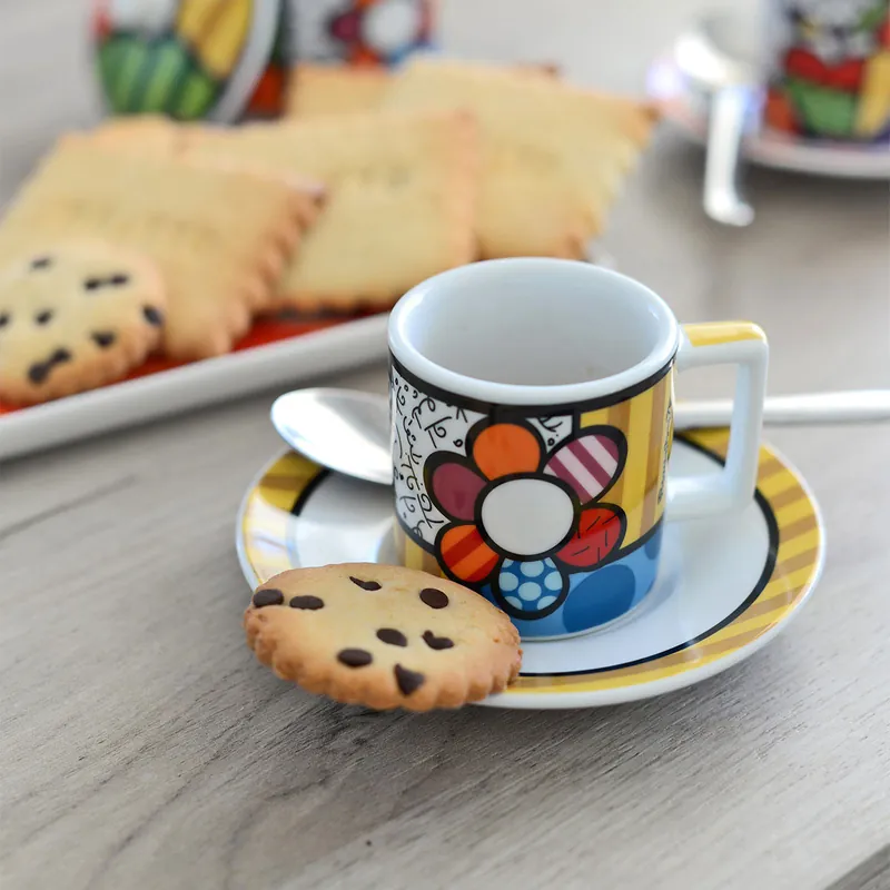 Scelto Dai Clienti Set 2 tazze da caffè con piattino con decorazione fatta a mano