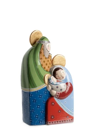 Presepe in ceramica decorata a mano la sacra famiglia media Vendita Finale