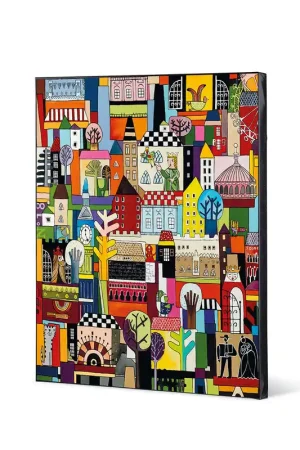 Vendita Finale Quadro moderno dipinto a mano "Nella Mia Città"