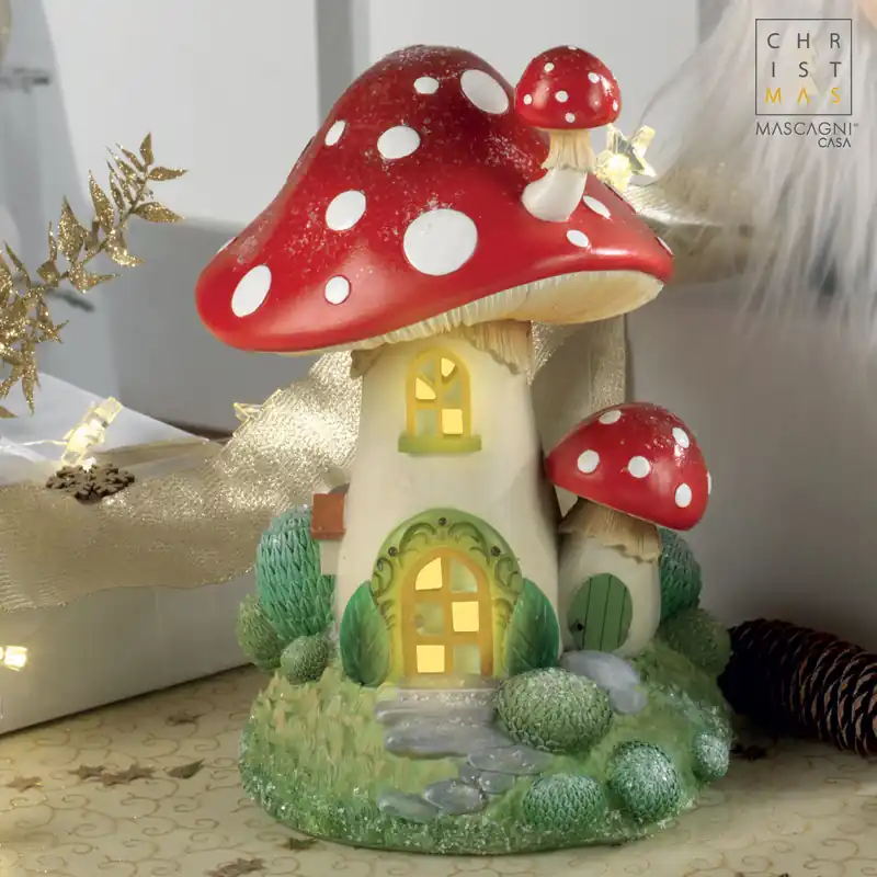 Decorazione natalizia casa di natale a forma di fungo con LED Acquista Ora