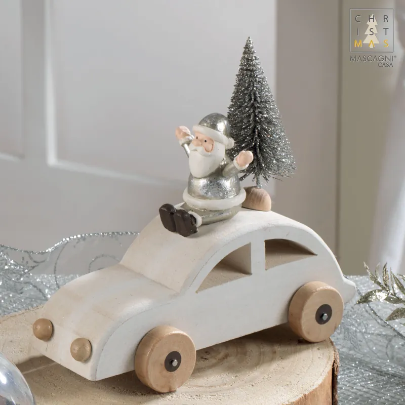Decorazione per la tavola con macchina e babbo natale Ultima Occasione