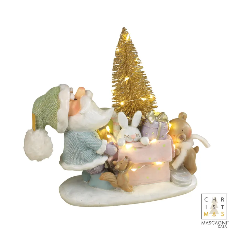 Subito Disponibile Decorazione natalizia Santa Claus in resina con LED