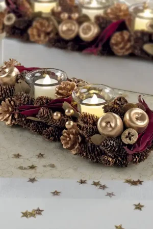 Porta candela con 2 bicchierini con decorazioni natalizie Promozione