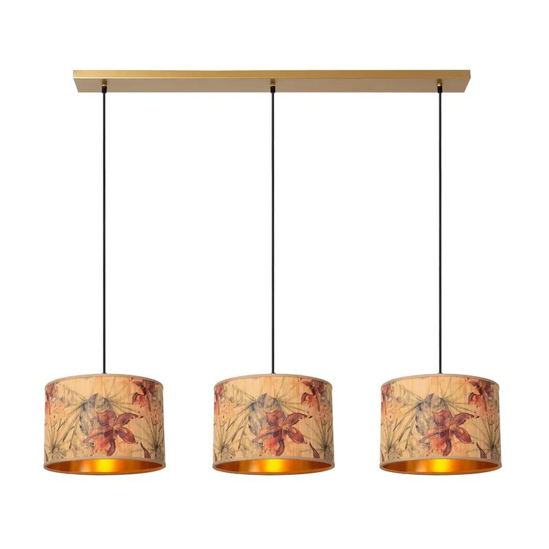 Lampada a sospensione dal design moderno con 3 paralumi in bambù - 60W - IP20 Spedizione Espresso