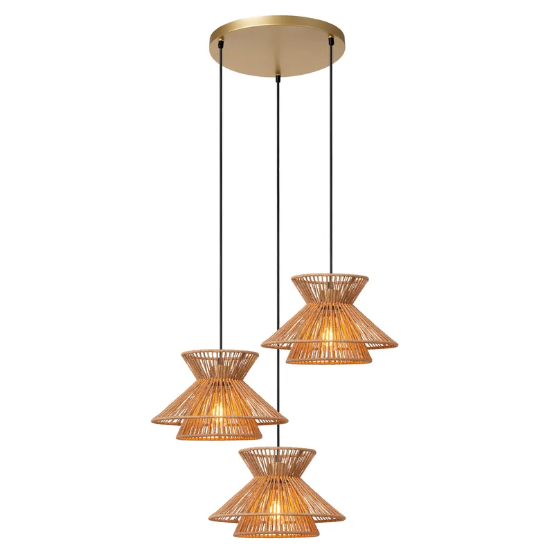 Lampada a sospensione di design rustico con tre paralumi in carta - 60W - IP20 Acquista Ora
