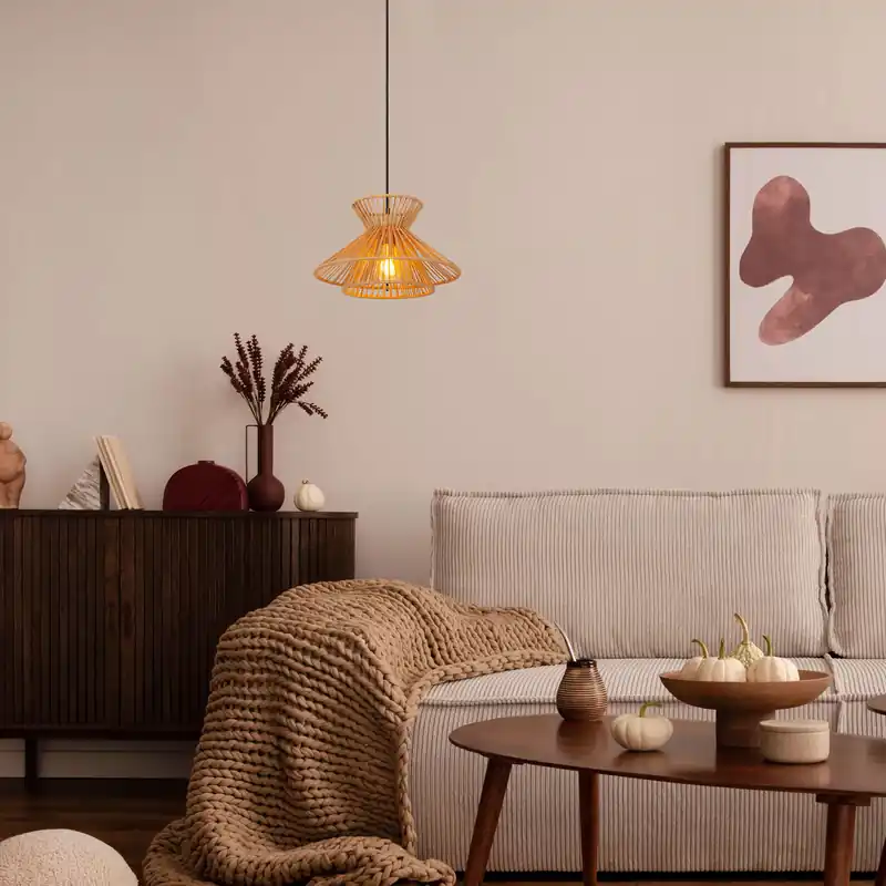 Lampada a sospensione dal design rustico con paralume in carta - 60W - IP20 Economico