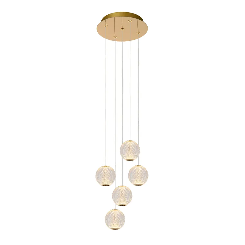 Lampada a sospensione con 5 diffusori in vetro a LED dimmerabile design moderno - 5W - Lumen 290 - 2700k Luce Calda - IP20 Compra Online