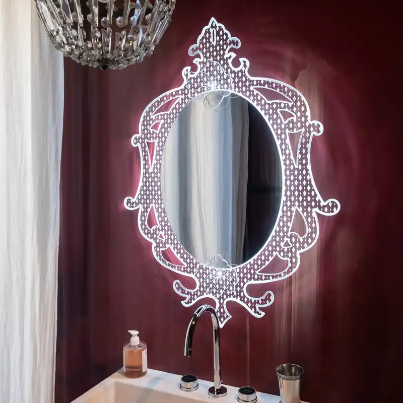 Specchio da parete cornice in plexiglass in stile barocco illuminato con LED Direttamente Dal Produttore