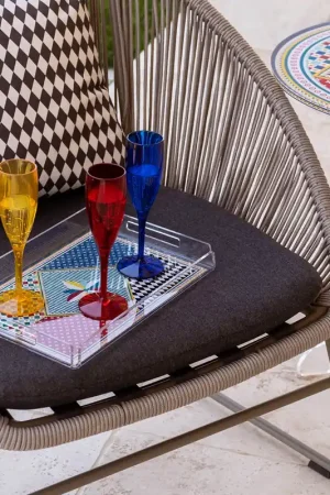 Vassoio moderno piccolo in plexiglass con decoro Foulard Professionale