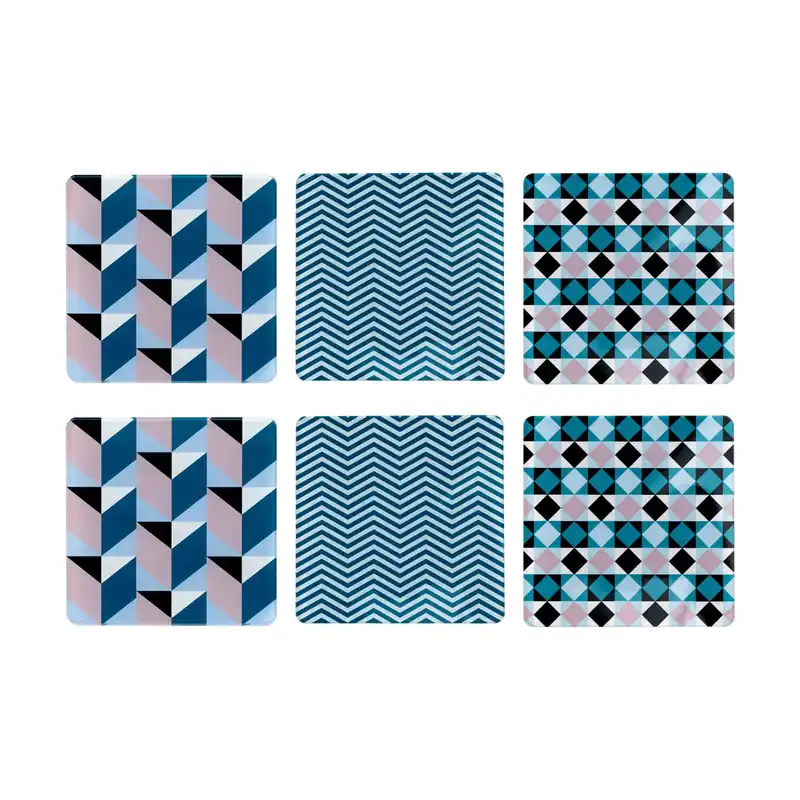 Esclusivo Set 6 pezzi Sottobicchiere quadrato in PMMA dal design moderno decoro Modern