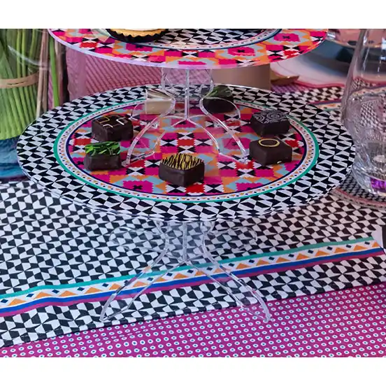 Alzata per dolci grande dal design moderno in plexiglass decoro Ethnic Scelto Dai Clienti