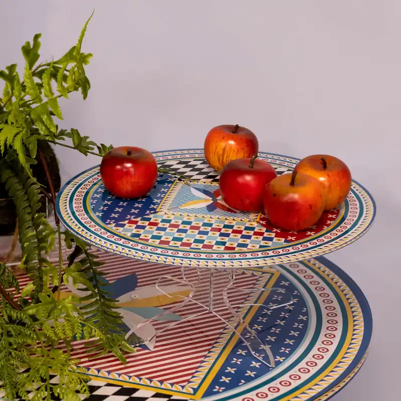 Alzata per dolci grande dal design moderno in plexiglass decoro Foulard Prezzo Ridotto