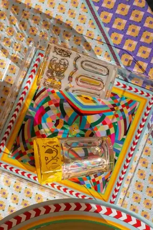 Vuotatasche in plexiglass dal design moderno con decoro Rainbow Sconto