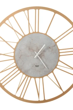 Vendita Finale Orologio da parete in metallo con numeri romani e finitura marmo design moderno