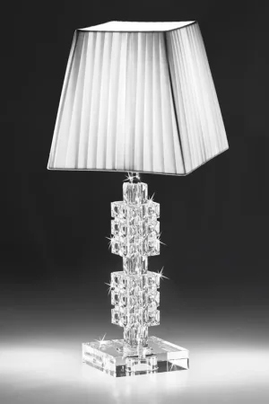 Lampada da tavolo media con struttura in cristallo e paralume in tessuto - 40W - IP20 Non Perdere
