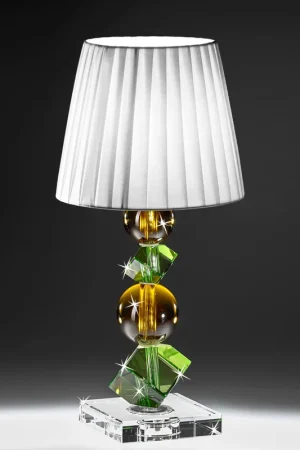 Lampada da tavolo media in cristallo dal design moderno con paralume in tessuto - 40W - IP20 Compra Adesso