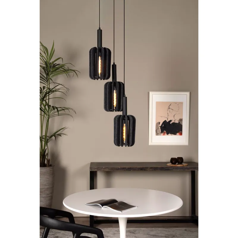 Prezzo Scontato Lampada a sospensione rotonda con 3 diffusori in feltro dal design moderno - 60W - IP20