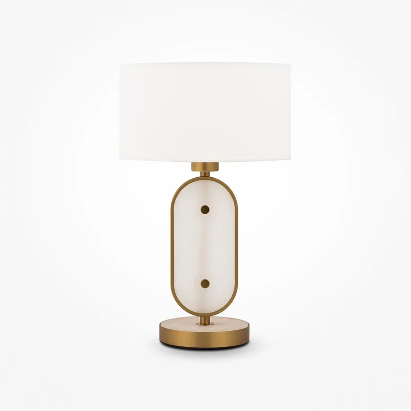 Lampada da tavolo in metallo e pietra dal design moderno e paralume in tessuto - 40W - IP20 Promozione Esclusiva