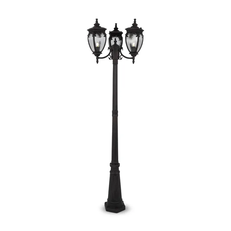 Lampione da giardino con struttura in alluminio e 3 diffusori in vetro - 60W - IP 44 Consegna Rapida