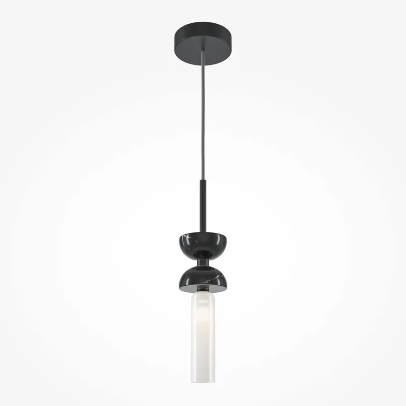 Lampada a sospensione singola moderna con dettagli in marmo e diffusore in vetro - 28W - IP20 Subito Disponibile