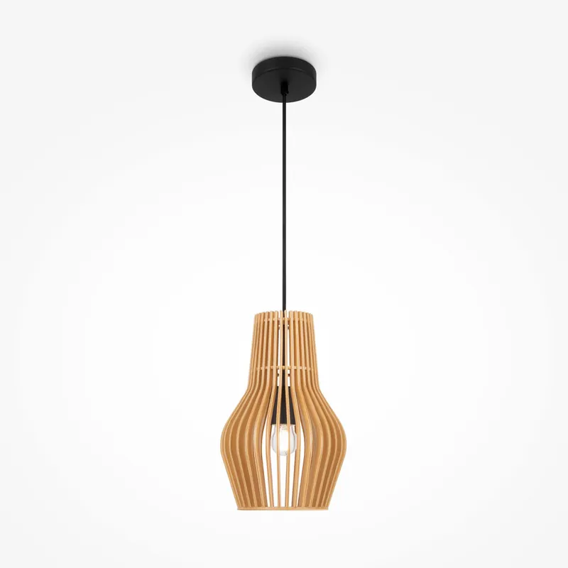 Lampada a sospensione dal design moderno con diffusore in legno - 100W - IP20 Ultima Occasione