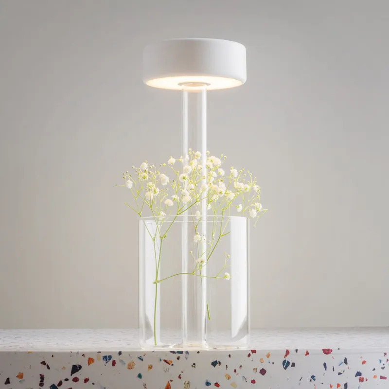 Non Perdere Lampada da tavolo in vetro dal design moderno con diffusore a LED ricaricabile - 3W - Lumen 120 - 2200k-4000k - IP20