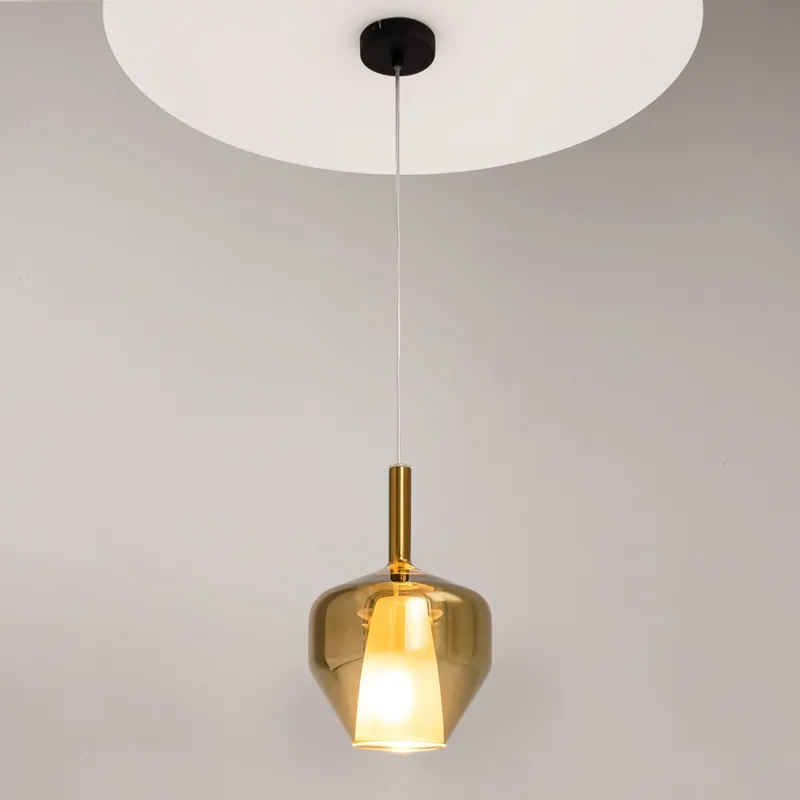 Prezzo Di Fabbrica Lampada a sospensione moderna in metallo e diffusore in doppio vetro - 60W - IP20