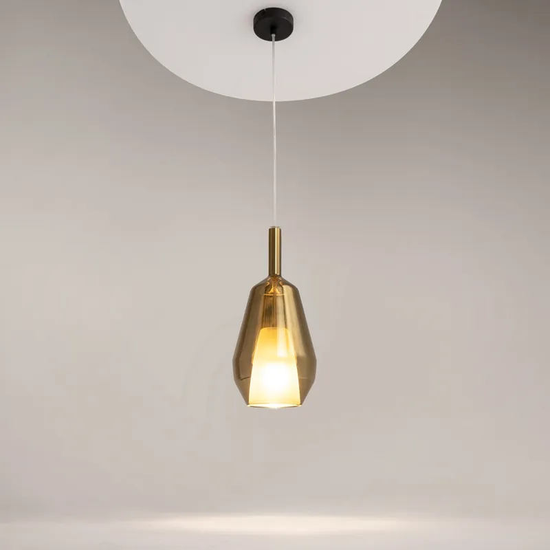 Lampada a sospensione dal design moderno in metallo e diffusore in doppio vetro - 60W - IP20 Pagamento Sicuro